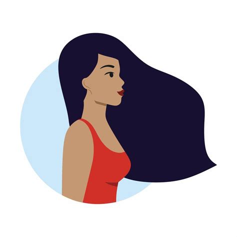 A Beautiful Young Woman With Dark Skin And Long Hair Vector Illustration On The Theme Of Beauty