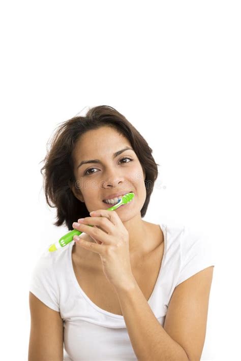Attractive Woman Brushing Teeth Stock Image Image Of Modern