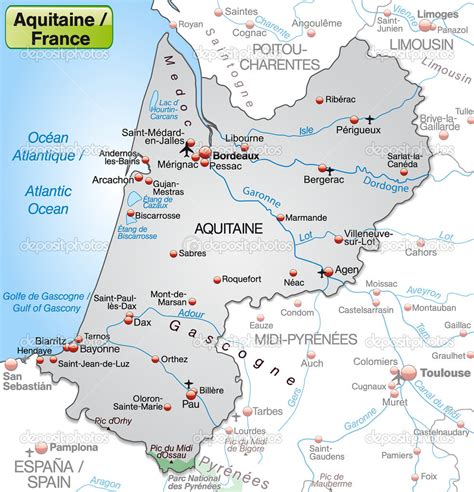 Map Of Aquitaine — Stock Vector © Artalis 40915601