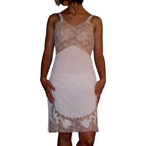 Vintage 1960 Movie Star Full Slip White With Ecru Lace New Nos Size 32