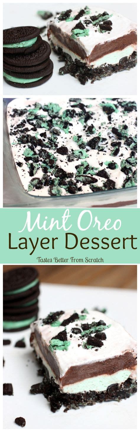 Sprinkle with reserved oreo crumbs and mini chocolate chips on top. Mint Oreo Layer Dessert on MyRecipeMagic.com - An Easy No-bake dessert that everyone will LOVE ...