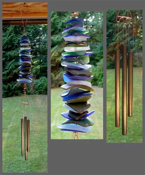 Suncatcher Windchime Beach Glass Copper Stained Glass Etsy Beach Glass Wind Chimes Sea