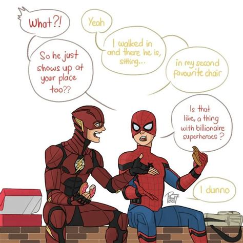 Pencilhead On Instagram The Flash And Spider Man Having A Lunch Break Together Marvel