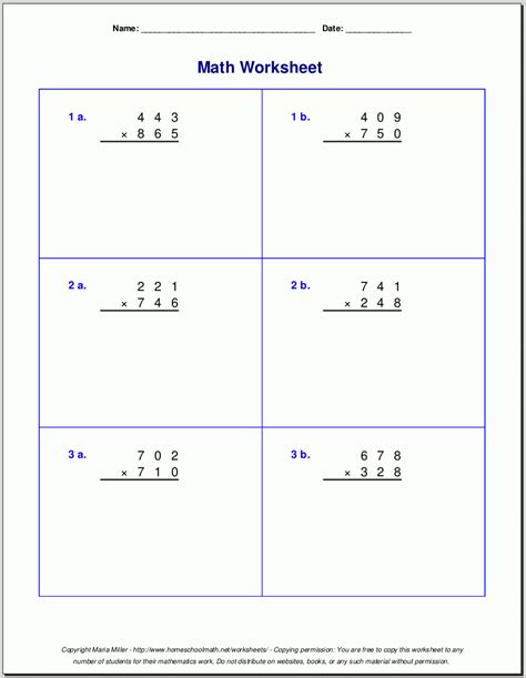 5th Grade 2 Digit Multiplication Worksheets Free Printable