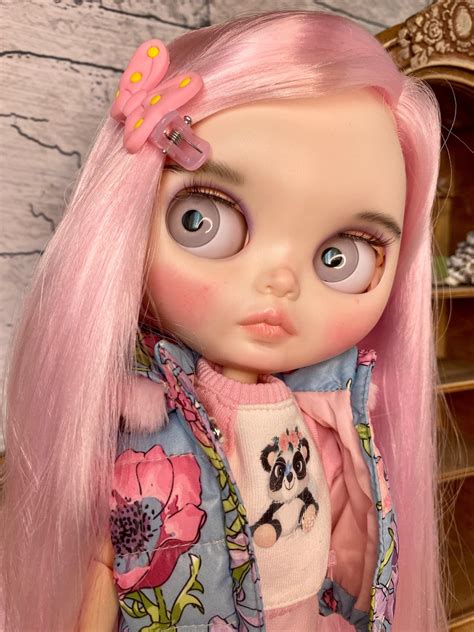 Custom Blythe Doll Ooak Blythe Doll Pink Hair Art Doll Etsy