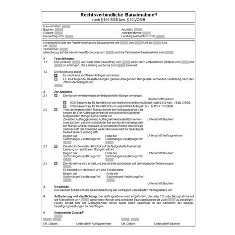 Schreiben sie es in ihr übergabeprotokoll. Abnahmeprotokoll Muster Word