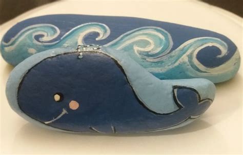 Blue Whale Painted Rock By Ellen Hill Whale Painting Painted Rocks