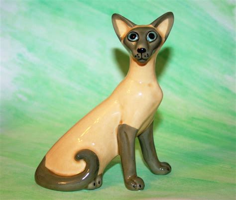 Siamese Cat Figurine Ceramics Handmade Statuette Porcelain Etsy