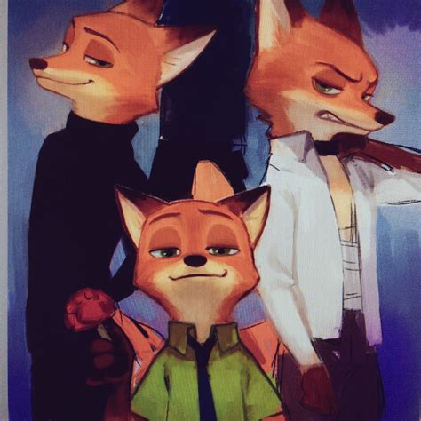 Three Foxes Are Standing Next To Each Other