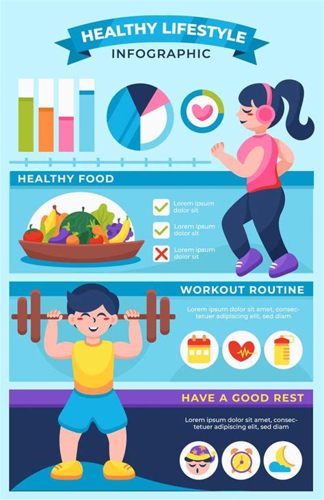 Healthy Lifestyle Infographic Set With Charts And Vector Image Hot Sex Picture