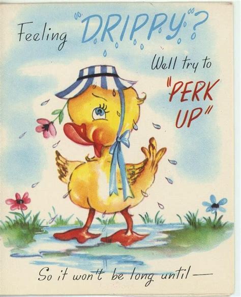 Various studies show that a whopping 90% of all people prefer getting a greeting card than an email card. VINTAGE CUTE YELLOW DUCK DUCKLING RAIN SHOWERS BUBBLES GET ...