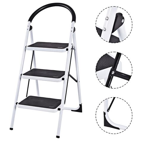 Cosco 3 Step Premium Folding Stool White And Gray