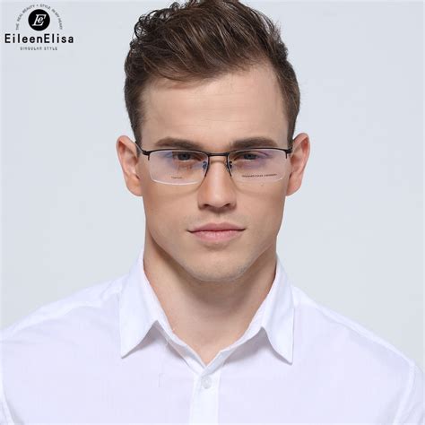 Ee Mens Eye Glasses Brand Design Titanium Gold Glasses Frames Eyeglass Myopia Mens Prescription