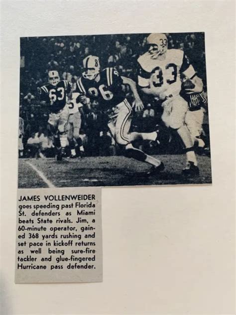 James Vollenweider Miami Hurricanes 1960 Sands Football Pictorial Co