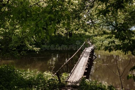 Old Wooden Bridge Wooden Bridge Across A Small River Bridge With