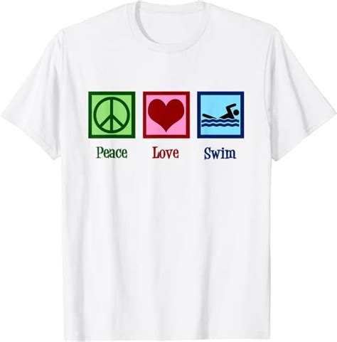 Peace Love Swim Frieden Liebe Schwimmen T Shirt Amazonde Bekleidung