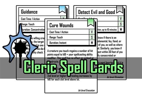 Dnd E Cleric Spell Cards Levels Etsy