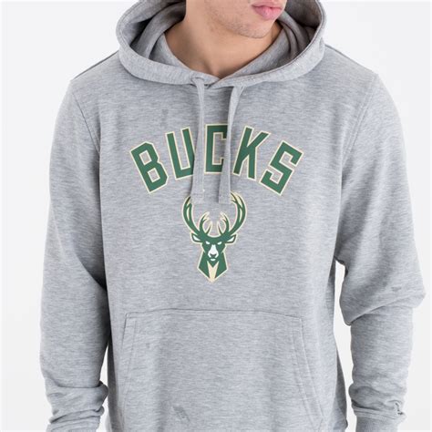 Official New Era Milwaukee Bucks Team Logo Grey Hoodie A2230338 A2230