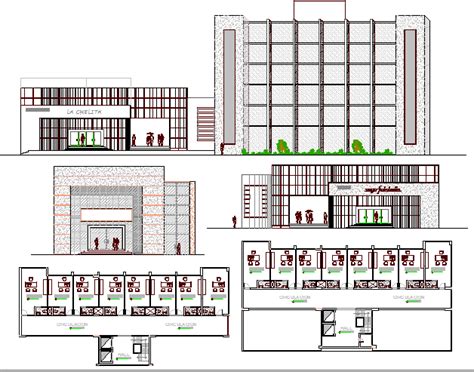 Shopping Center Elevation Section And Plan Details Dwg File Cadbull