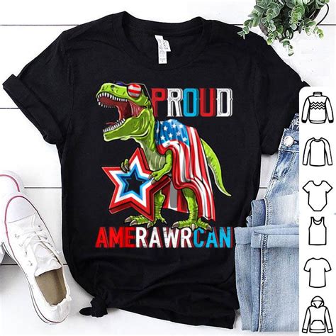 Dinosaur 4th Of July Patriotic American Flag Shirt Hoodie Sweater