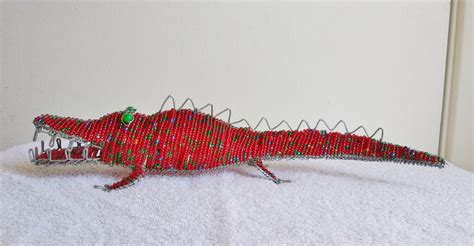 Handmade Beaded Alligatorcrocodile Wire Workart Decormantle Etsy