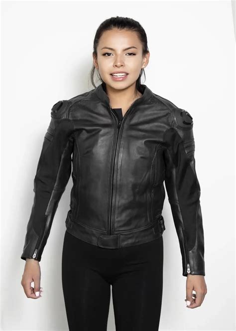 Buy Womens Black Motorcycle Leather Jacket With Armor