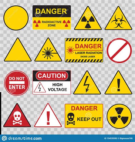 Color Warning Danger Signs Icon Set Vector Stock Vector Illustration