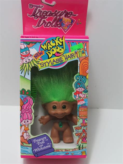 Ace Novelty 1992 Treasure Troll Vintage Green Hair Gem Belly Etsy