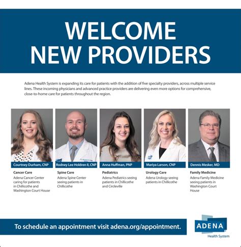 Welcome New Providers Adena Health System Chillicothe Oh