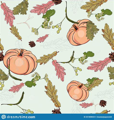 Autumn Leaves Pumpkin In Beige Tones As A Blank For Designers