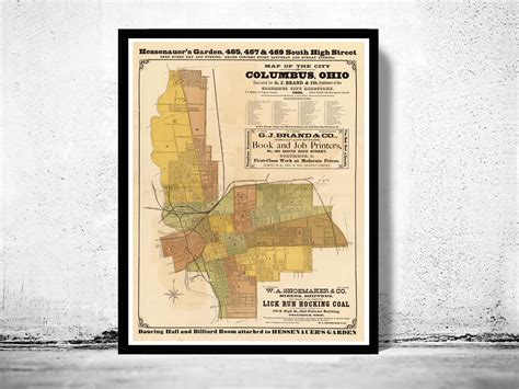 Old Map Of Columbus Ohio 1881 Vintage Maps And Prints