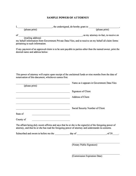Printable Power Of Attorney Template Printable Templates