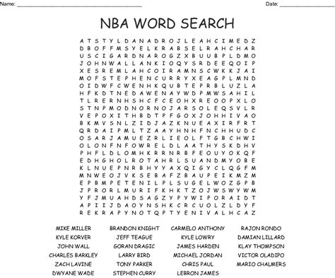 Basketball Crossword Puzzles Activity Shelter Printable Nba