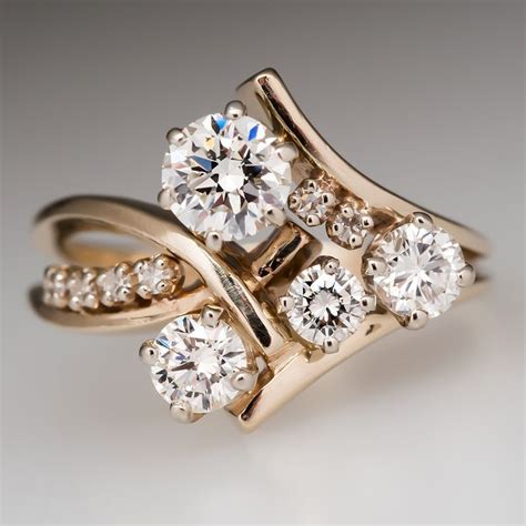Freeform Diamond Cluster Ring 14k Gold Jewelry Diamond Gold