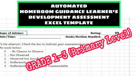 Grade 1 3 Primary Homeroom Guidance Learners Development Assessment