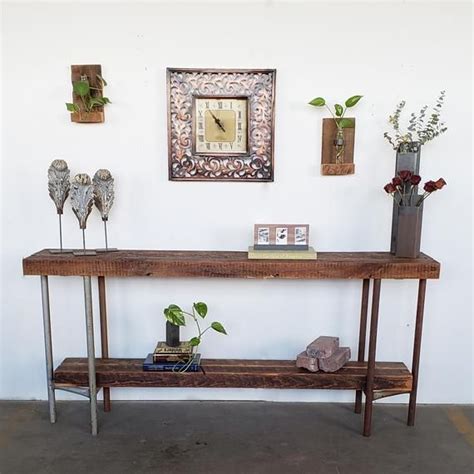 It comes from the 1980s, and it features a unique style fitting with several types of décor such as modern. Narrow Console Table - Rustic Entryway Table - Industrial Sofa Table - Reclaimed Wood and Steel ...