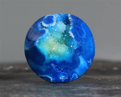 Round Blue Drusy Jasper Cabochon Polished Stones For Handmade