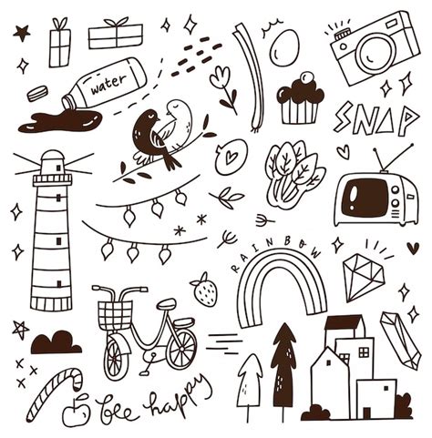 Premium Vector Cute Doodle With Mix Of Various Objects