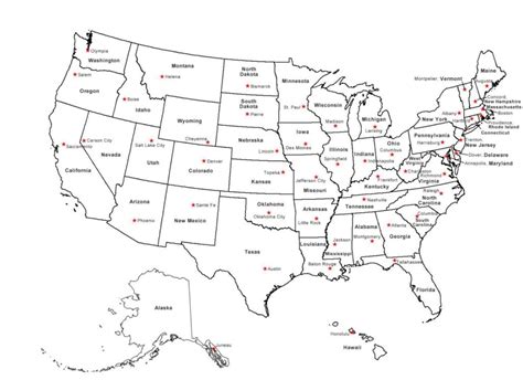 Us 50 States Capitals Map Quiz Names List Calendar Template Best