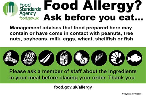 Food Allergy Poster A Laminated Awareness Safety Sign Health And