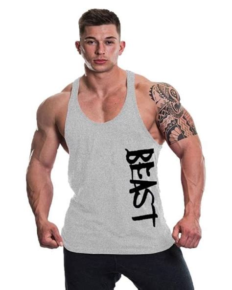 Buy The Blazze Men S Grey Cotton Tank Tops Muscle Gym Bodybuilding Vest