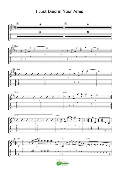 Cutting Crew I Just Died In Your Arms By 빈사마기타나라 Tab Sheet Music