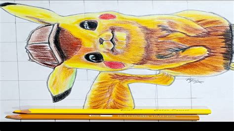 How To Draw Detective Pikachu Complete Drawing With Colour Pencils