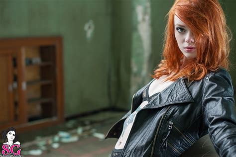 Wallpaper Women Redhead Model Glasses Jacket Fashion Hair Lingerie Suicide Girls