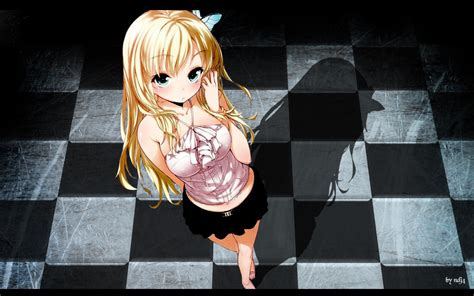 Wallpaper 1680x1050 Px Anime Blondes Blue Boku Butterflies Checkered Eyes Floor Ga