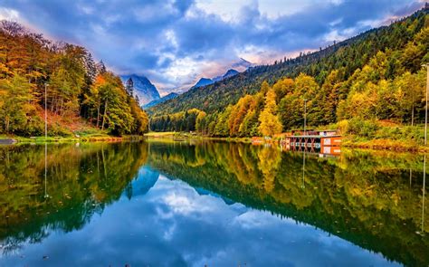 lake, Nature, Forest, Landscape, Mountain, Fall, Reflection, Water, Clouds, Germany, Trees ...