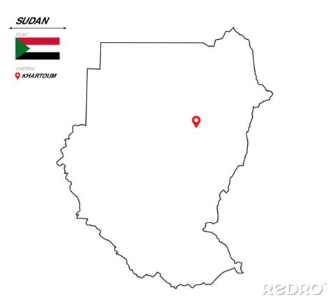 Plakat Sudan Political Map With Capital City National Flag And Borders
