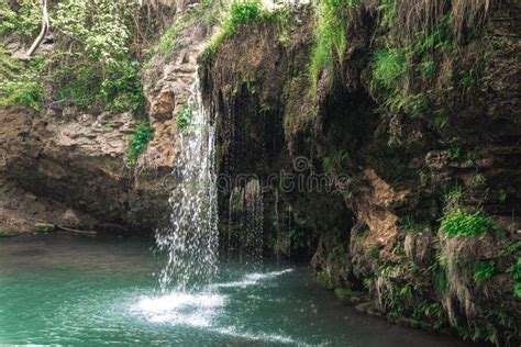 Waterfall In Deep Forest Blue Lagoon Best Place Stock Photo Image Of