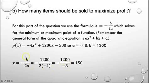 Ax^2 + bx + c, \quad a ≠ 0. Minimum / Maximum Point Of A Quadratic Function - YouTube