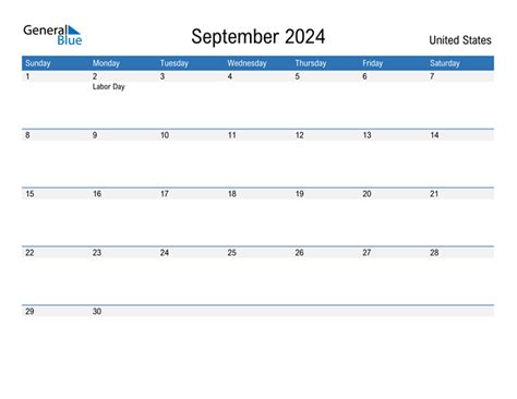 September 2024 Calendar With United States Holidays